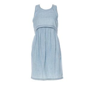ADAM Lippes Chambray Sleeveless Overlay Dress Blue